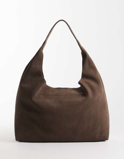 Bolso tote grande marrón chocolate oscuro de ante auténtico de & Other Stories, 4 de 4