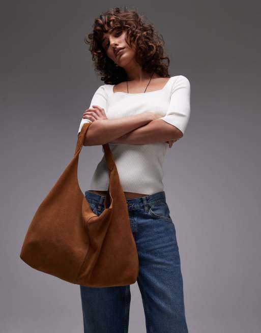 Bolso tote grande marrón tostado de ante de & Other Stories