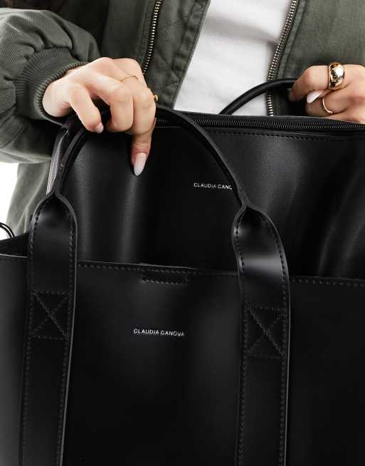 Bolso tote grande negro cuadrado de Claudia Canova, 2 de 4