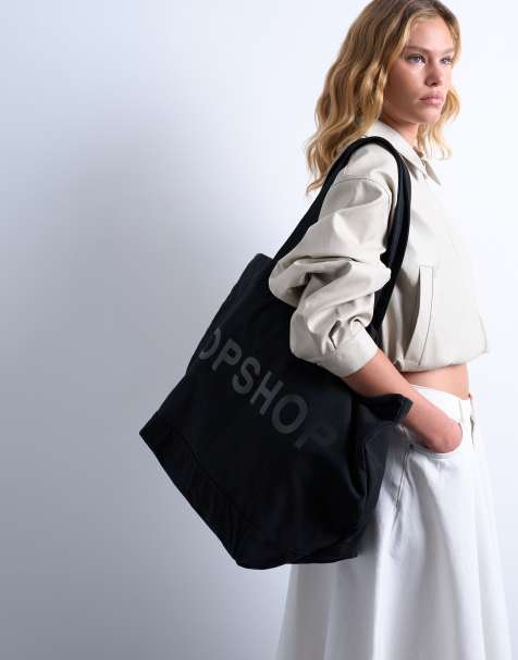 Bolso tote grande negro de lona de Topshop - view 1