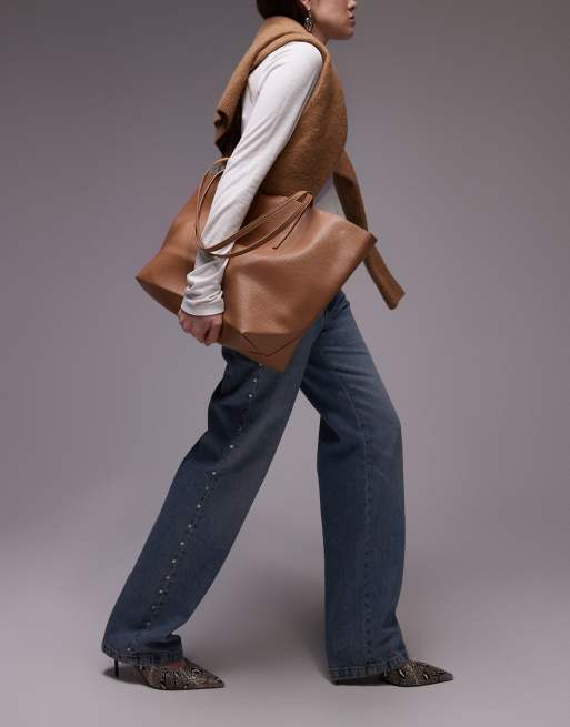 Bolso tote grande tostado de Mango