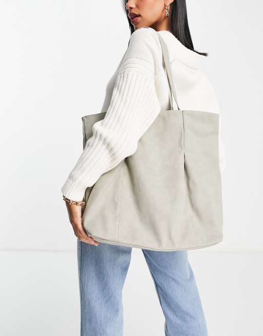 Bolso tote gris claro holgado de French Connection