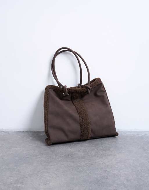 Bolso tote marrón chocolate de borreguito Tate de Topshop, 2 de 4