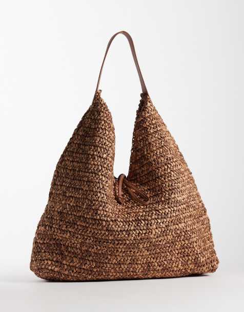 Bolso tote marrón neutro holgado de paja premium Siena de Becksöndergaard - view 1