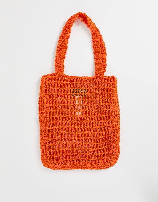 Bolso tote naranja de croché de COLLUSION Unisex, 2 de 4