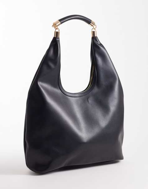 Bolso tote negro con abertura semicircular y herraje en el asa de ASOS DESIGN - view 1