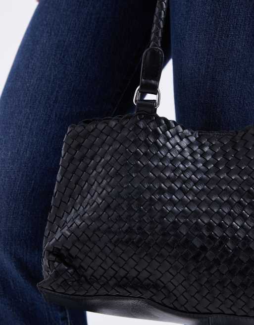 Bolso tote negro con diseño entretejido de cuero de ASOS DESIGN, 3 de 4