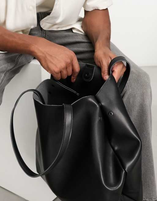 Bolso tote negro con diseño minimalista de Fenton ASOS