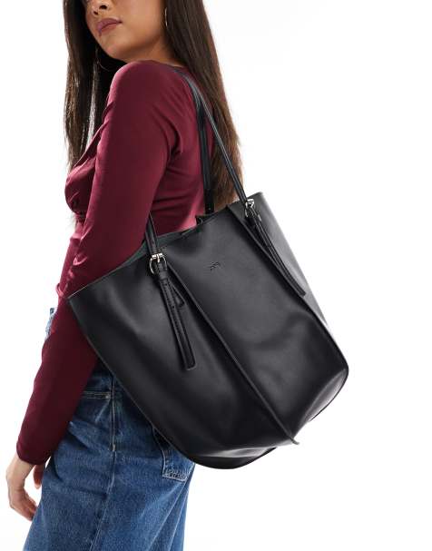 Bolso tote negro con pliegues de PASQ - view 1