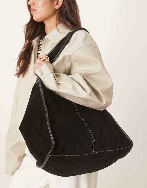 Bolso tote negro de ante con pespuntes en contraste Laurel de Becksondergaard - view 1