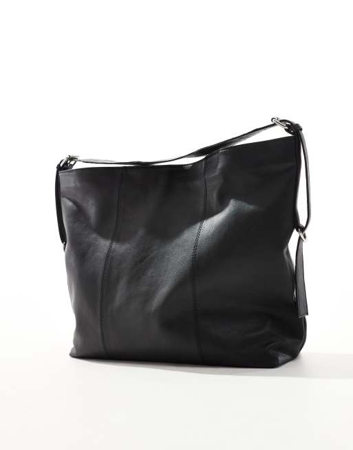 Bolso tote negro de cuero con detalle de hebilla de ASOS DESIGN, 3 de 4