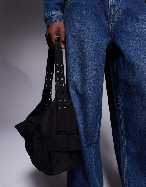 Bolso tote negro de nailon con hebillas en la correa de ASOS DESIGN, 3 de 4