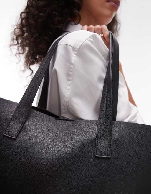 Shopper Piel Bolso Shopper Negro Mango Bolso Negro Shopper – Hibuy - Main Image