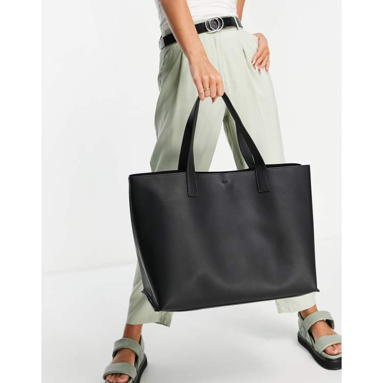 Bolso tote negro estilo shopper con cremallera de Mango ASOS