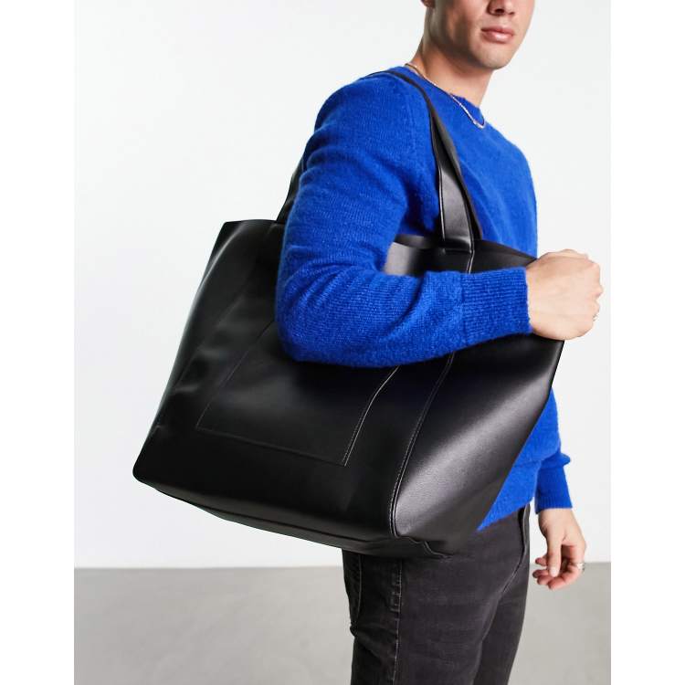 Cartera Shoping bag de cuero negro