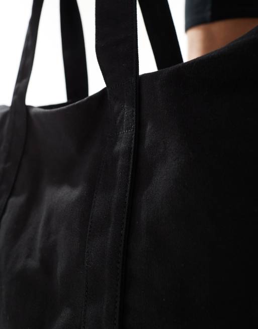 Bolso tote negro extragrande de algodón grueso de ASOS DESIGN, 2 de 4