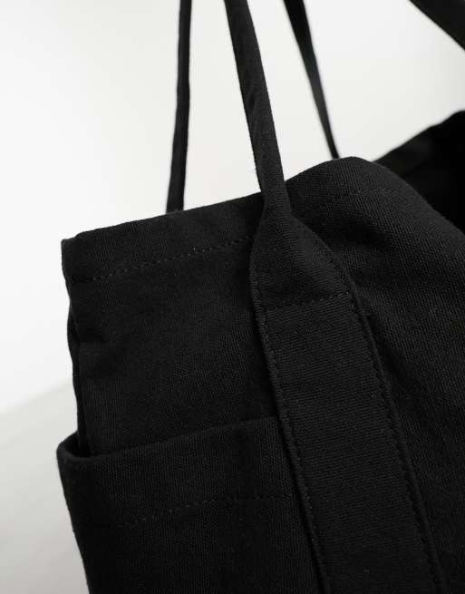 Bolso tote negro extragrande de lona gruesa de ASOS DESIGN, 2 de 4
