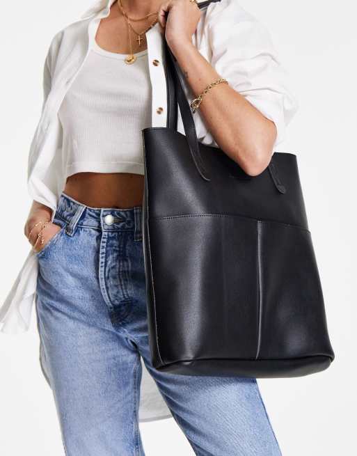 Bolso tote negro extragrande con cartera extraíble de cuero sintético de  ASOS DESIGN