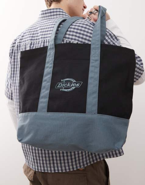 Bolso tote negro y azul medio con logo de lona de Dickies - view 1