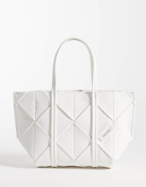 Bolso tote pequeño blanco con diseño entretejido de Calvin Klein - view 1