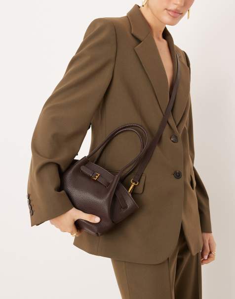 Bolso tote pequeño marrón con asas de cuero sintético de Gina Tricot - view 1