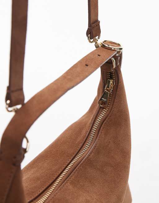 Bolso tote pequeño marrón con correa bandolera desmontable de ante de ARKET, 2 de 4
