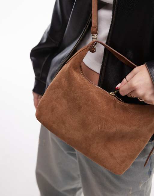 Bolso tote pequeño marrón con correa bandolera desmontable de ante de ARKET, 4 de 4