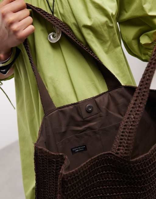 Bolso tote playero marrón chocolate de paja de South Beach, 3 de 8