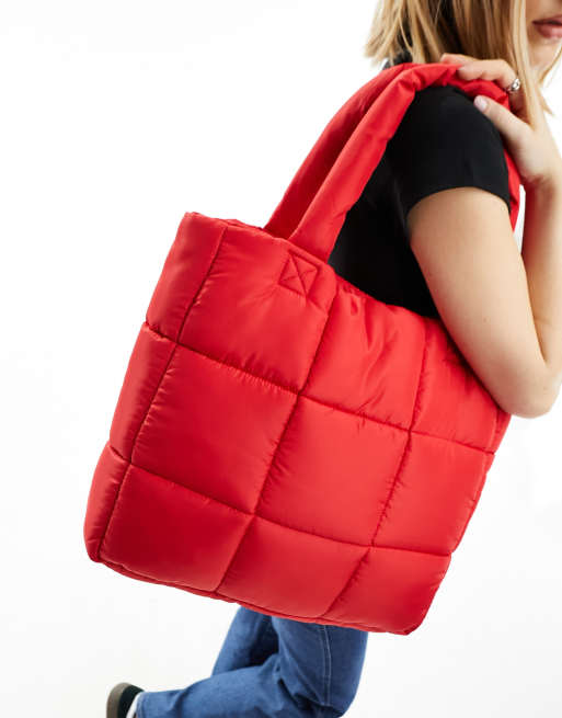 Bolso tote rojo acolchado de Monki ASOS