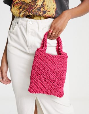 Mango woven bag in pink - ASOS Price Checker