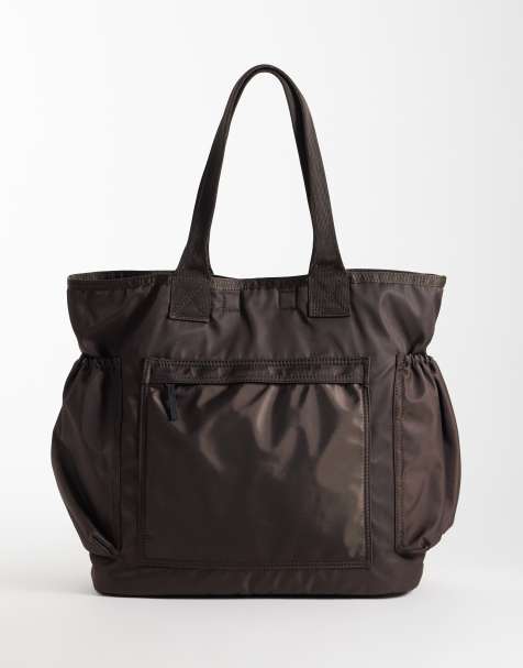 Bolso tote seleccionado con bolsillo para portátil en marrón chocolate - view 1