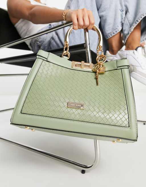Bolso tote verde claro con diseño entretejido de River Island