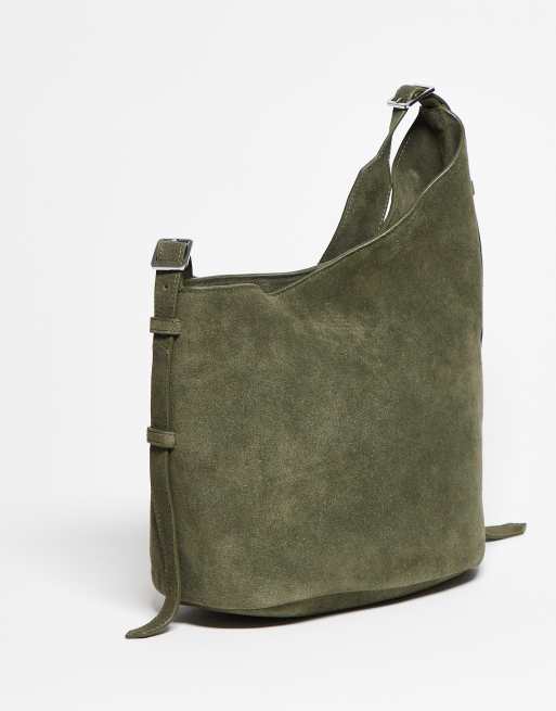 Bolso tote verde oliva asimétrico con hebilla lateral de ante de ASOS DESIGN, 4 de 4