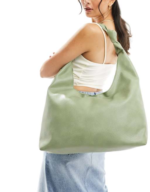 Bolso tote verde salvia con correa anudada de poliuretano de Glamorous , 4 de 4