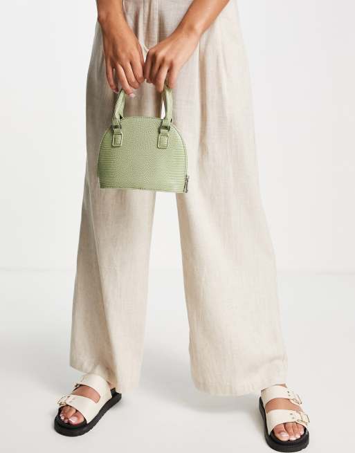 Bolso verde salvia estilo bolera de efecto lagarto con asa superior y correa extraíble tipo bandolera de ASOS DESIGN