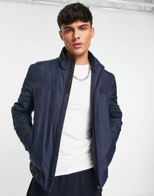 Бомбер со складным капюшоном BOSS Athleisure J Rupa-Темно-синий