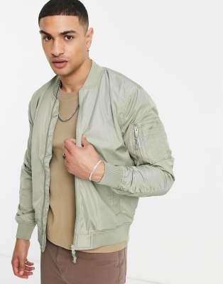   Asos Бомбер цвета хаки Bershka-Зеленый цвет