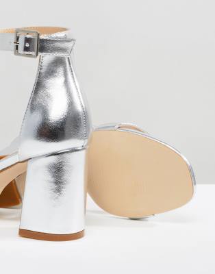 boohoo silver block heels