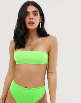 one shoulder neon bikini