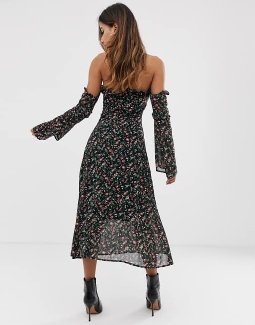 Boohoo bardot best sale midi dress