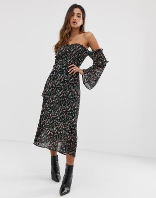 boohoo bardot midi dress