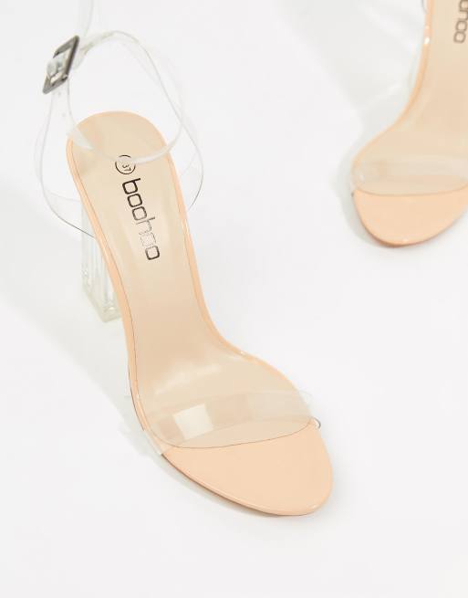 Boohoo barely there block best sale heel sandals in clear