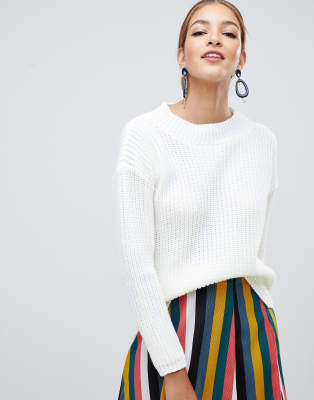 white crew neck jumper