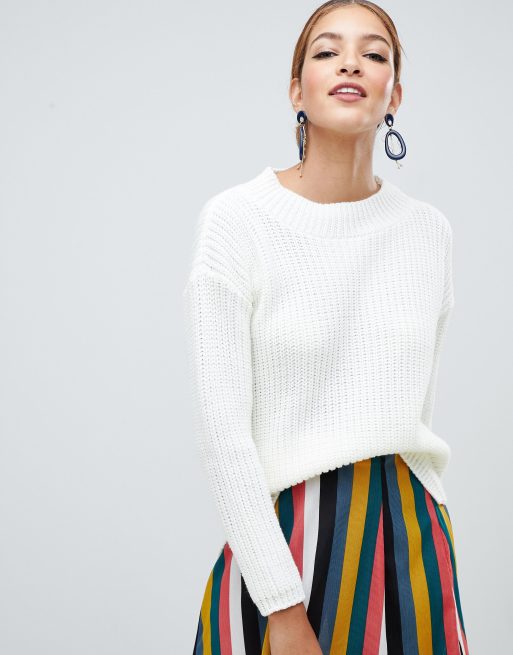 Boohoo basic crew neck jumper in white | ASOS