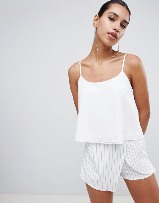 Boohoo basic woven cami top in white