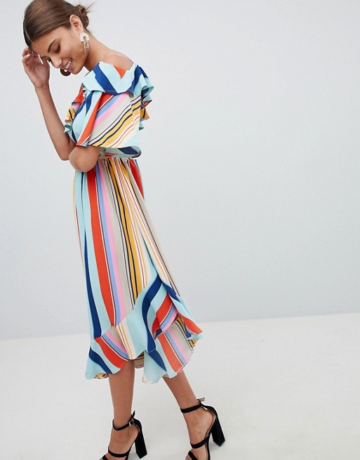 Boohoo Bold Stripe Midi Dress