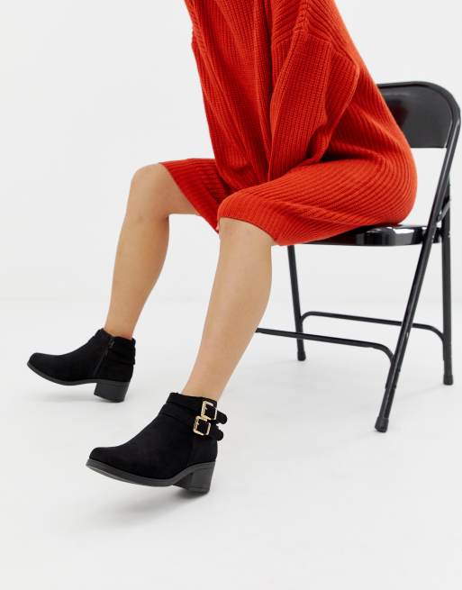 Boohoo - Bottines à talons et double boucle - Noir