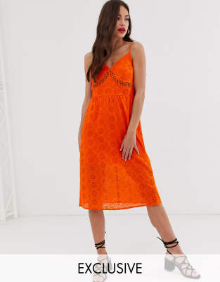 orange boohoo dress