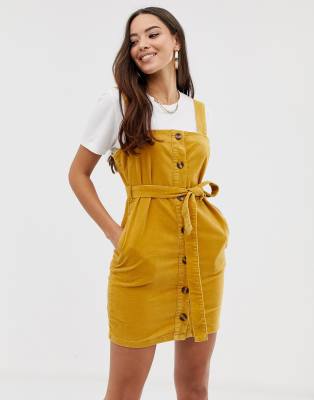 mustard yellow pinafore dress