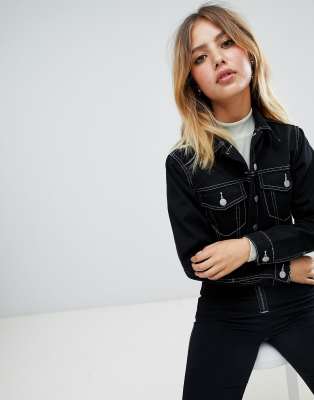 boohoo black denim jacket